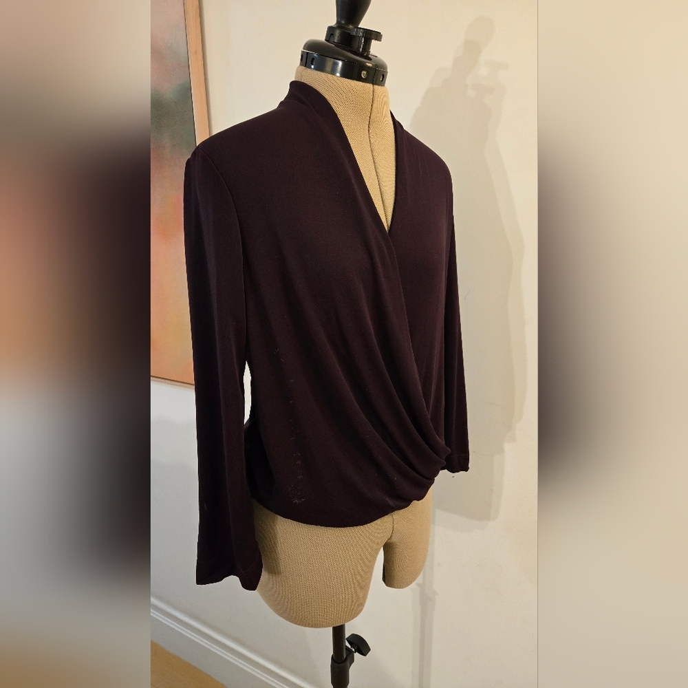 MM Lafleur Deep Purple Women's Draped Blouse - Picture 4 of 7